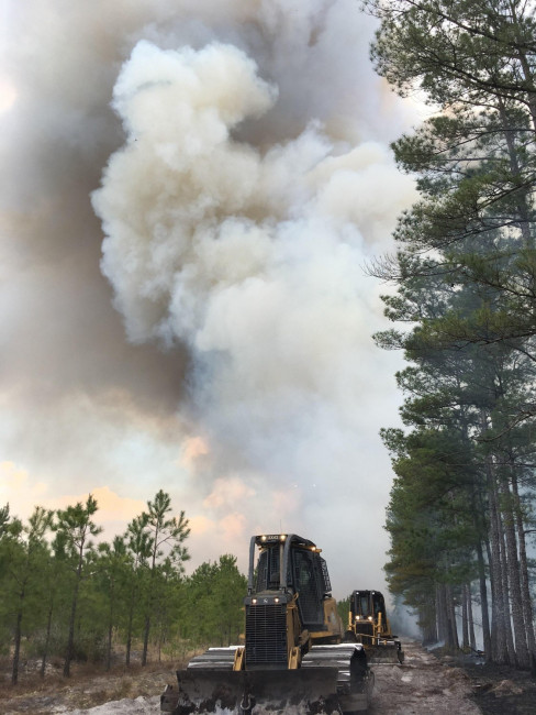 Initial attack on lightning strike wildfire in Bladen County, North Carolina, 2018