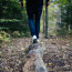 Person walking on a log in a forest. Courtesy of Pixabay.com. 
